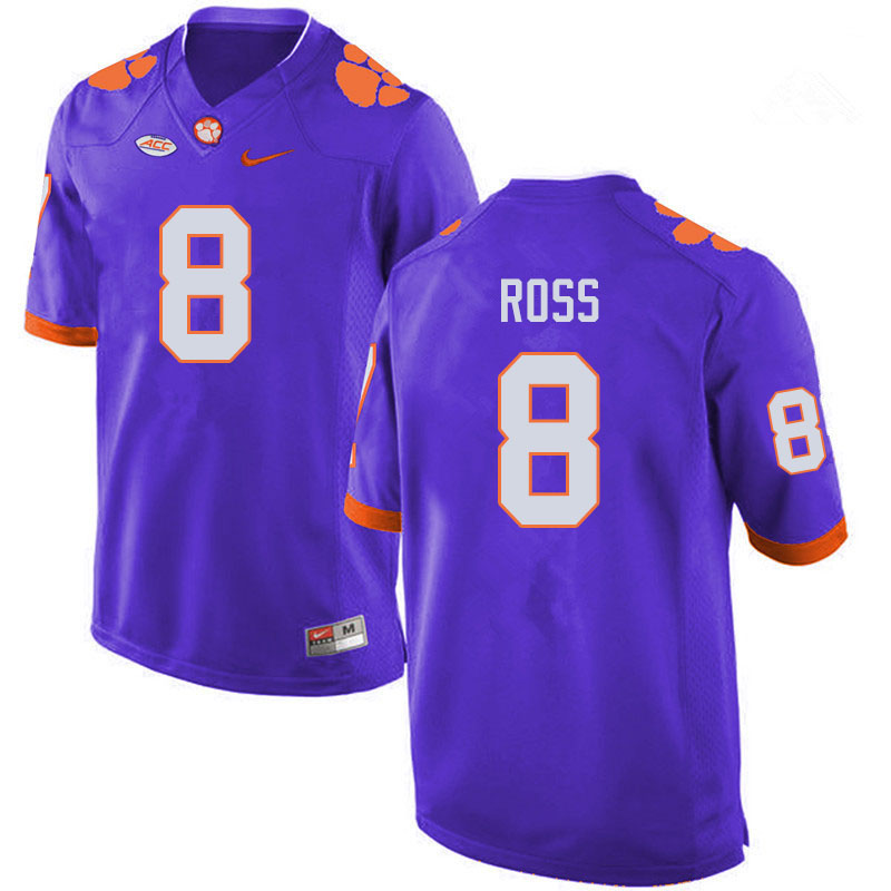 Men #8 Justyn Ross Clemson Tigers College Football Jerseys Sale-Purple